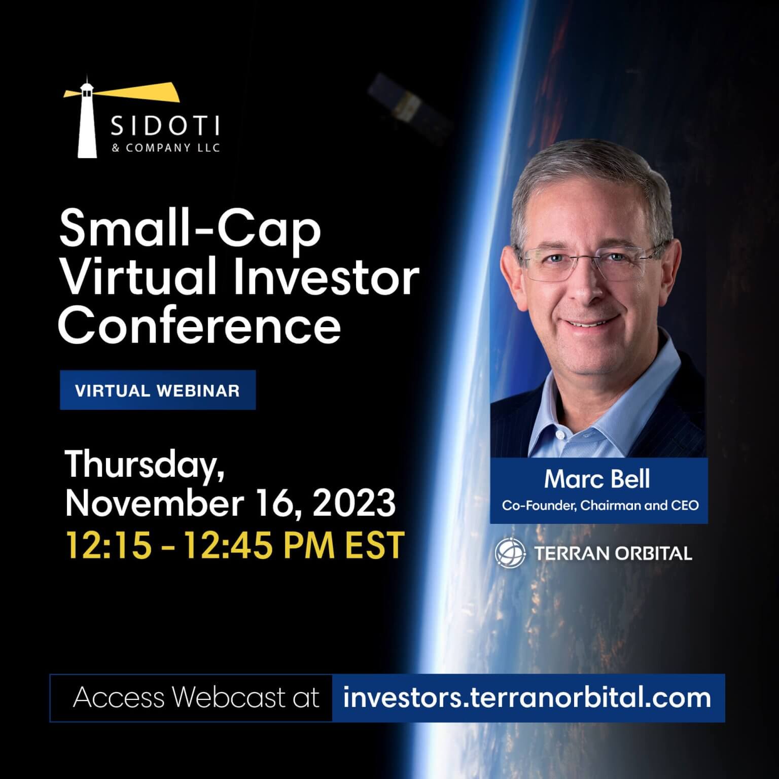 Terran Orbital to Present at Sidoti MicroCap Virtual Investor
